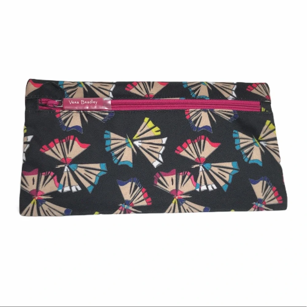 Vera Bradley Lighten Up Pencil Pouch. Art Butterflies, Black, Pink